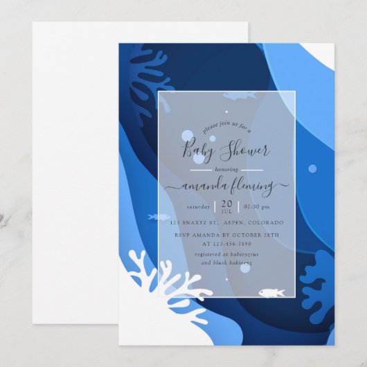 Nautical Baby Shower Onder de Zee Kaart (Voorkant / Achterkant)