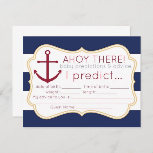 Nautical Baby shower Predications & Advice Kaart (Voorkant / Achterkant)