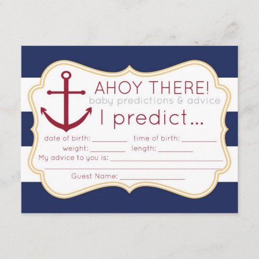 Nautical Baby shower Predications & Advice Kaart (Voorkant)