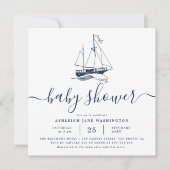 Nautical Baby shower Square Invitation Navy Ship Kaart (Voorkant)