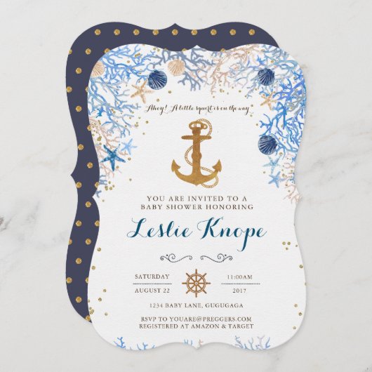 Nautical baby shower uitnodiging (Voorkant / Achterkant)