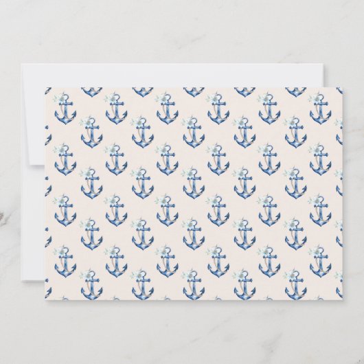 Nautical Baby Shower Uitnodiging | Blauwe Aquarel  (Achterkant)