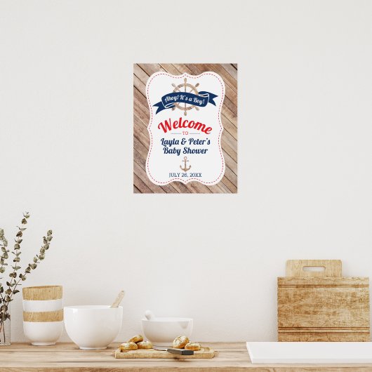 Nautical Baby shower Welcome Poster (Keuken)