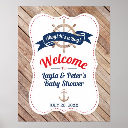 Nautical Baby shower Welcome Poster (Voorkant)