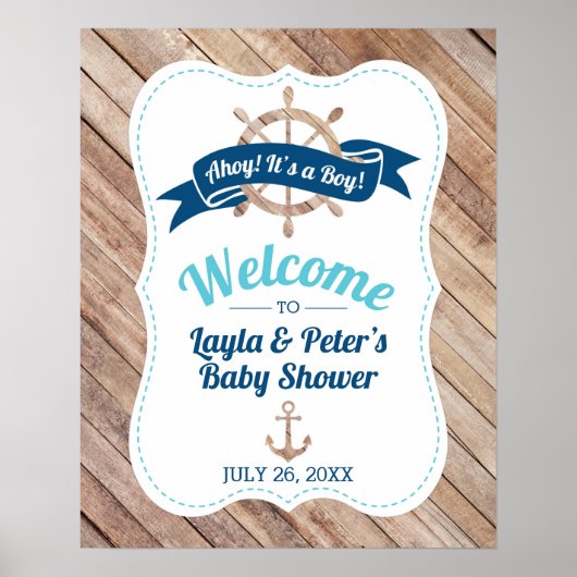 Nautical Baby shower Welcome Poster (Voorkant)