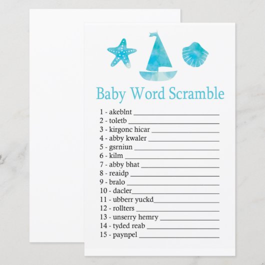 Nautical Baby word scramble game (Voorkant / Achterkant)