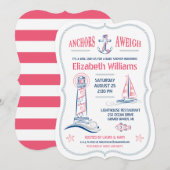 Nautical babymeisje feest uitnodiging (Voorkant / Achterkant)