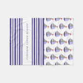 Nautical Baby's Boat Names Stripes Fleece Deken (Voorkant (Horizontaal))