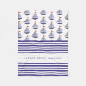 Nautical Baby's Boat Names Stripes Fleece Deken (Voorkant)