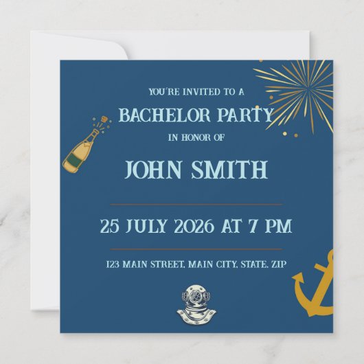 Nautical Bachelor Party Kaart (Achterkant)