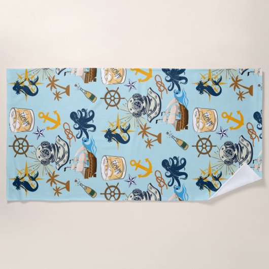 Nautical Bachelor Party Strandlaken (Voorkant)