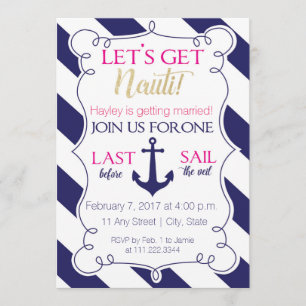 Nautical Bachelorette Party Invite- Last Sail Kaart