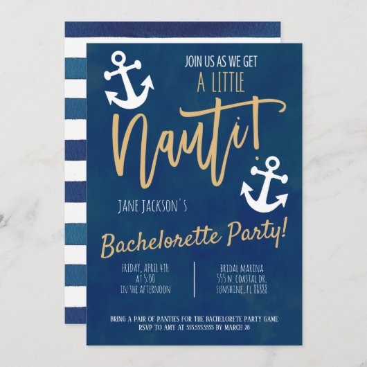 Nautical Bachelorette Party nodigt uit Kaart (Voorkant / Achterkant)