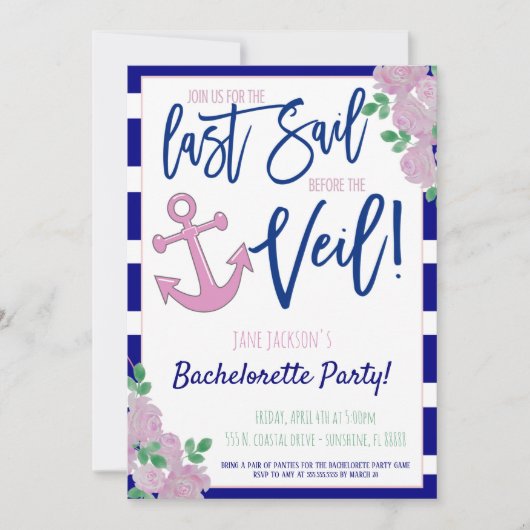 Nautical Bachelorette Party nodigt uit Kaart (Voorkant)