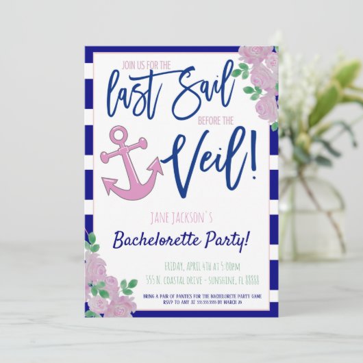 Nautical Bachelorette Party nodigt uit Kaart (Staand voorkant)
