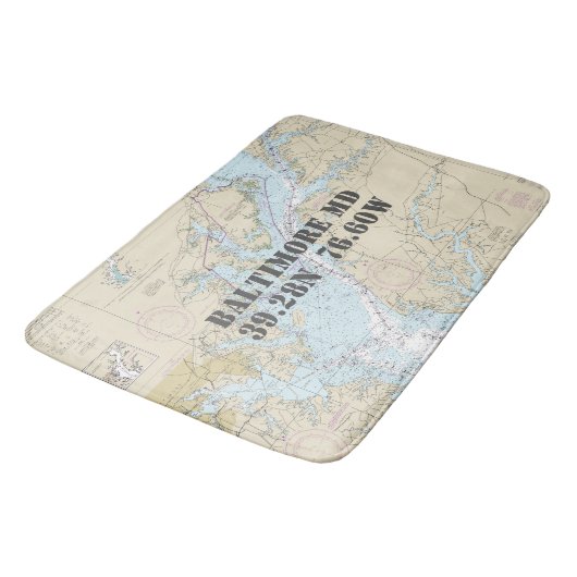 Nautical Baltimore MD Lengtegraad Breedtegraad Badmat (Gekanteld)