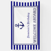 Nautical Banner - Navy - Anchor (Verticaal)