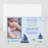 Nautical Baptism Boys Invitations Kaart (Voorkant / Achterkant)