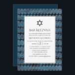 Nautical Bar Mitzvah Kaart<br><div class="desc">nautische mitzvah-uitnodiging in accenten van blauw en bronzen goud.</div>