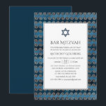 Nautical Bar Mitzvah Kaart<br><div class="desc">nautische mitzvah-uitnodiging in accenten van blauw en bronzen goud.</div>