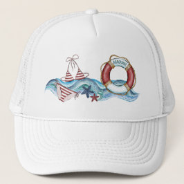 Nautical Baseball Pet Trucker Hat