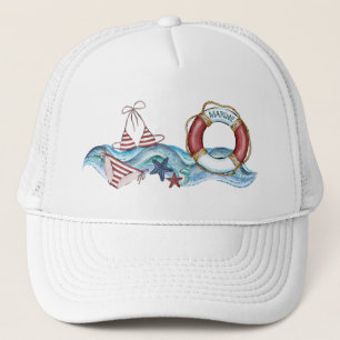 Nautical Baseball Pet Trucker Hat