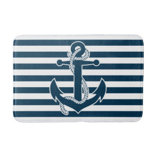 Nautical Bath Mat met anker en stripes