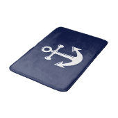 Nautical Bath Mat Navy Blue en White Anchor (Gekanteld)