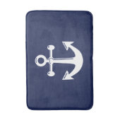 Nautical Bath Mat Navy Blue en White Anchor (Voorkant Verticaal)