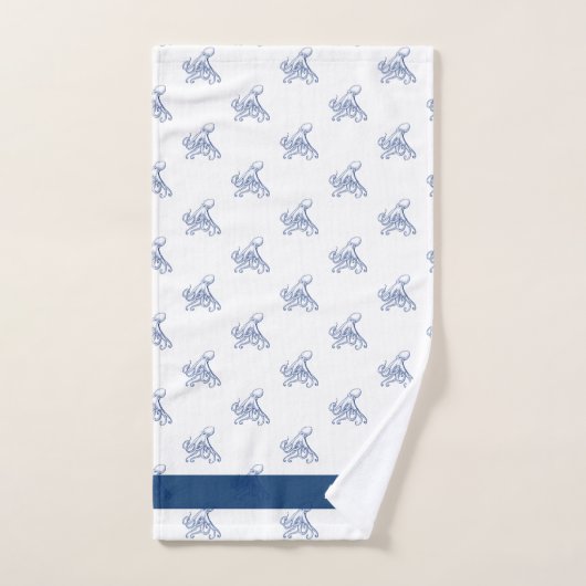 Nautical Bathroom Navy Blue Octopus Bad Handdoek (Handdoek)