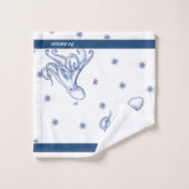 Nautical Bathroom Navy Blue Octopus Bad Handdoek (Wasdoekje)