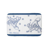 Nautical Bathroom Navy Blue Octopus Badmat (Voorkant)