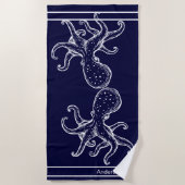Nautical Bathroom Navy Blue Octopus Bath Strandlaken (Voorkant)