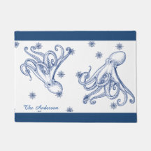 Nautical Bathroom Navy Blue Octopus
