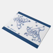 Nautical Bathroom Navy Blue Octopus Deurmat (Schuin)