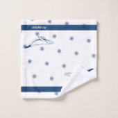 Nautical Bathroom Navy Blue Whale Bad Handdoek (Wasdoekje)