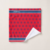 Nautical Bathroom Red White Navy Blue Compass Bad Handdoek (Wasdoekje)