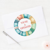 Nautical Beach Ahoy Boys Verjaardag uitnodiging Ronde Sticker (Envelop)