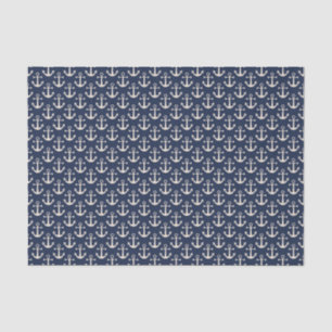 Nautical Beach Anchors Navy Blue Ivory Sailing Tissuepapier