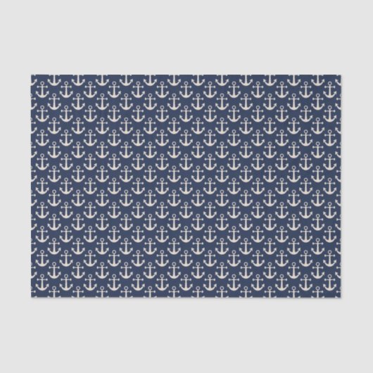 Nautical Beach Anchors Navy Blue Ivory Sailing Tissuepapier (Voorkant)