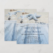 Nautical Beach Baby Jongen Douche Uitnodiging (Voorkant / Achterkant)