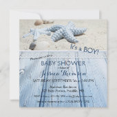 Nautical Beach Baby Jongen Douche Uitnodiging (Voorkant)