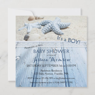 Nautical Beach Baby Jongen Douche Uitnodiging