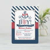 Nautical Beach Baby shower Invitation Kaart (Staand voorkant)