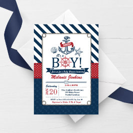 Nautical Beach Baby shower Invitation Kaart