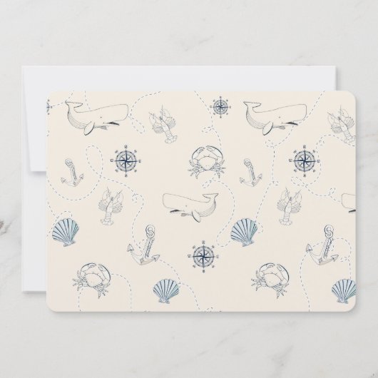 Nautical Beach baby shower Kaart (Achterkant)