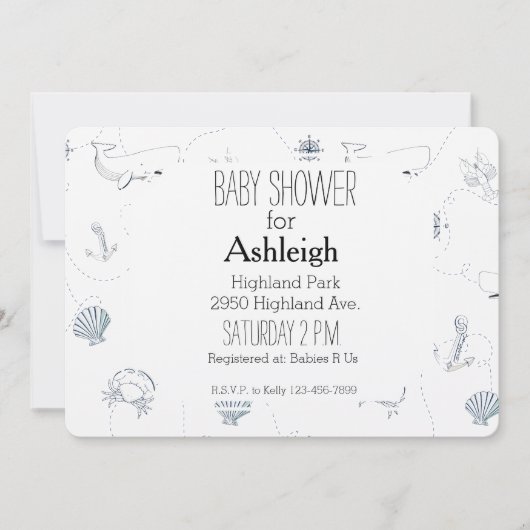 Nautical Beach baby shower Kaart (Voorkant)