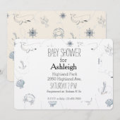 Nautical Beach baby shower Kaart (Voorkant / Achterkant)