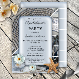 Nautical Beach Bachelorette Party Invitation Kaart