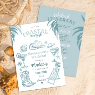 Nautical Beach Bachelorette Party Invitation Kaart